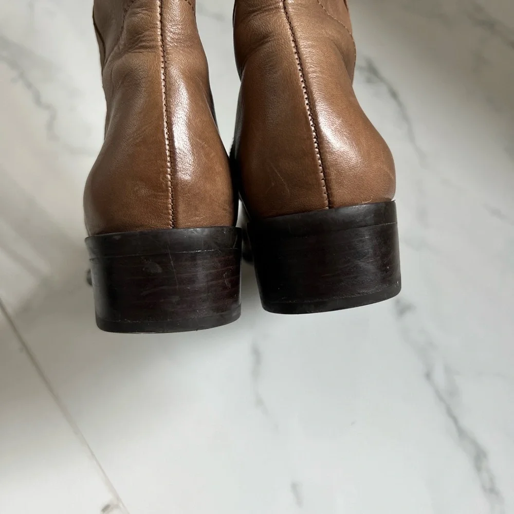 Franco Sarto Tan Brown Two-tone High Knee Boots